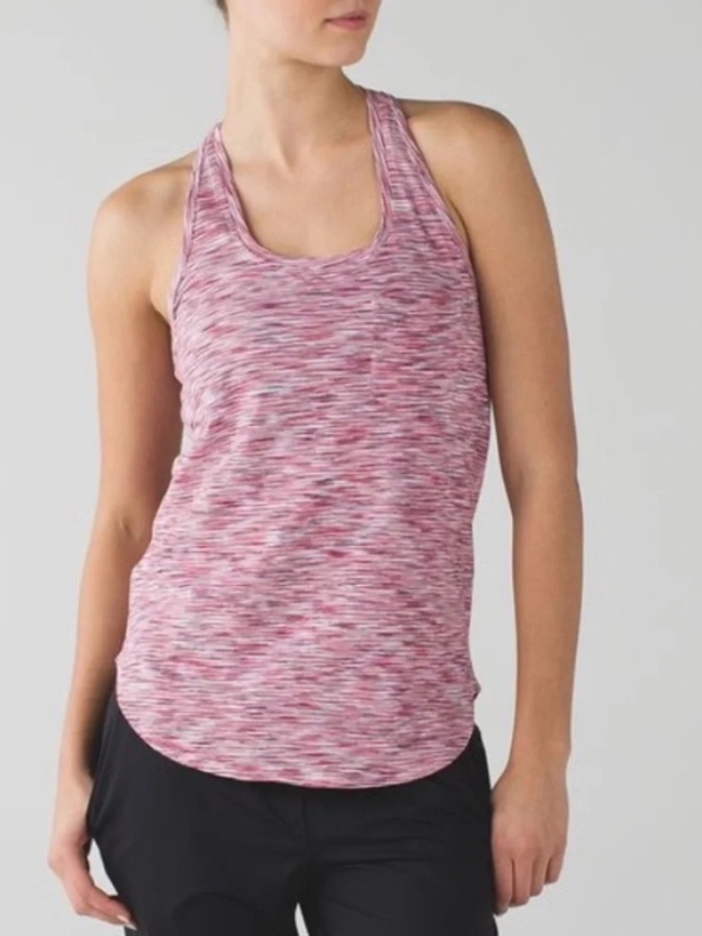Lululemon Yogi Racerback Tank Top III - Space Dye White Minty Pink 10
